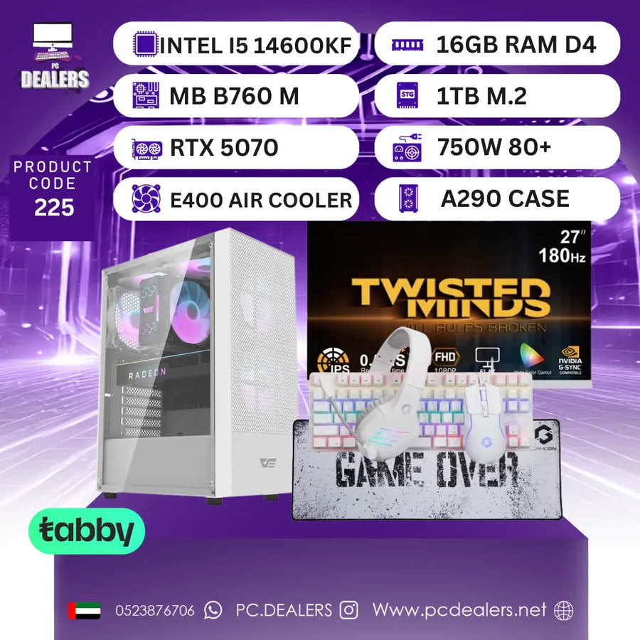 FULL WHITE Intel i5 14600Kf & 5070 & 27INCH 180HZ Monitor|Full setup 225
