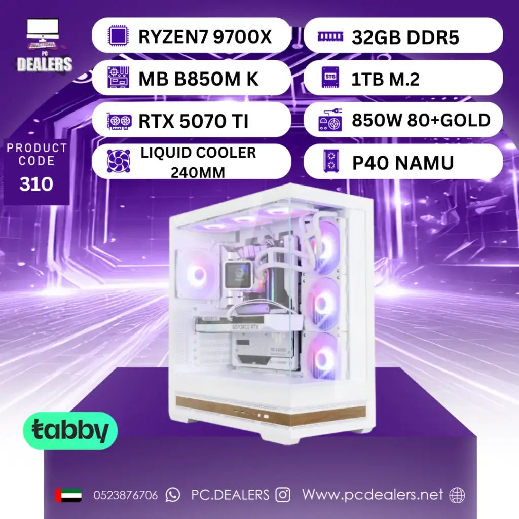 FULL WHITE RYZEN7 9700x & RTX 5070 TI | Gaming PC 310