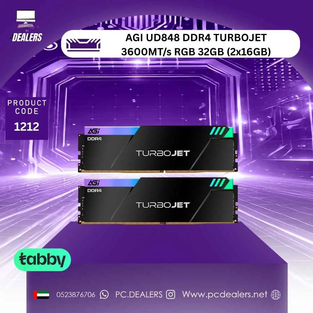 AGI UD848 DDR4 TURBOJET
3600MT/s RGB 32GB (2x16GB)