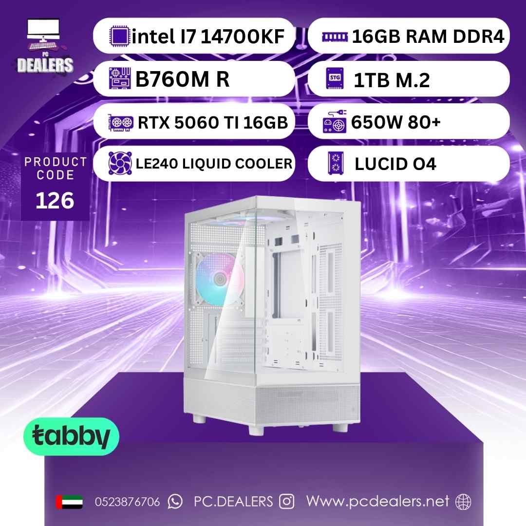 FULL WHITE Intel i7 14700KF & RTX 5060TI 16GB | Gaming PC 126
