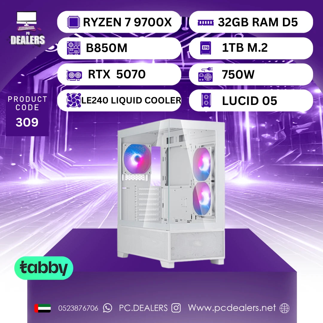 FULL WHITE RYZEN7 9700x & RTX 5070 | Gaming PC 309