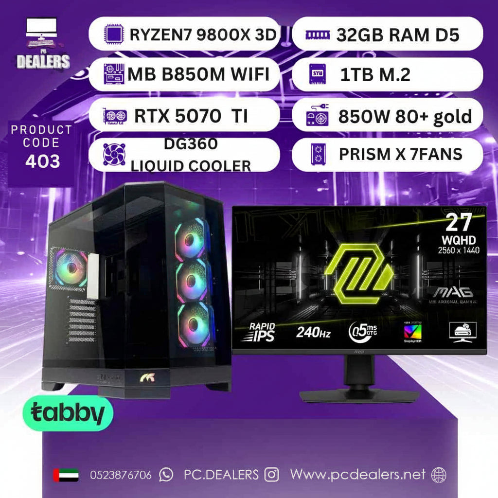 RYZEN 7 9800X 3D & RTX5070 TI & 2K 240hzMonitor|Full setup 403