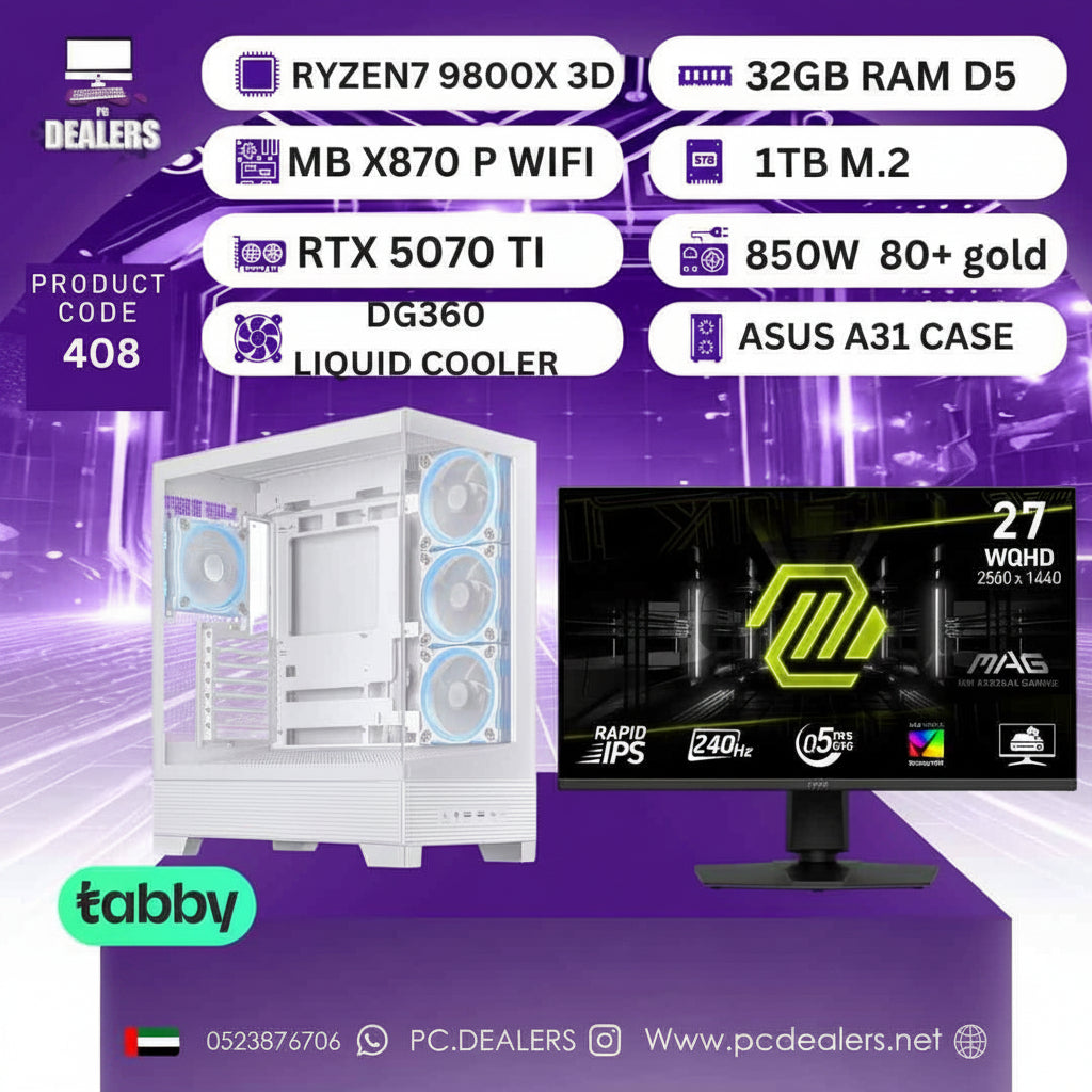 RYZEN 7 9800X 3D & RTX5070 TI & 2K 240HZ Monitor|Full setup 408
