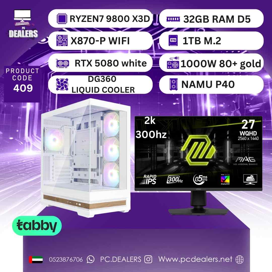 FULL WHITE RYZEN 7 9800X 3D & RTX5080 & 2K 240HZ Monitor|Full setup 409