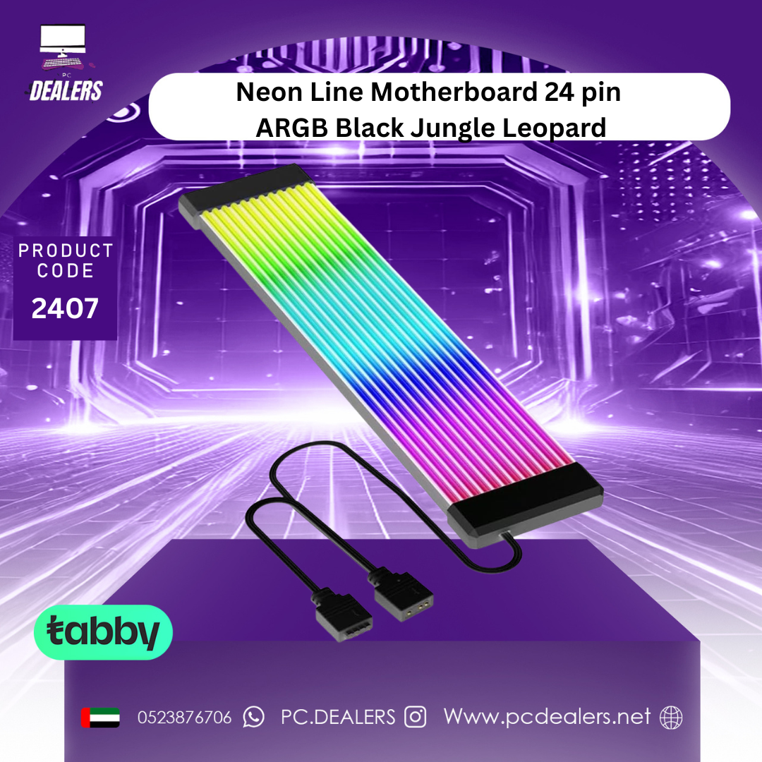 Neon Line Motherboard 24 pin ARGB Black Jungle Leopard