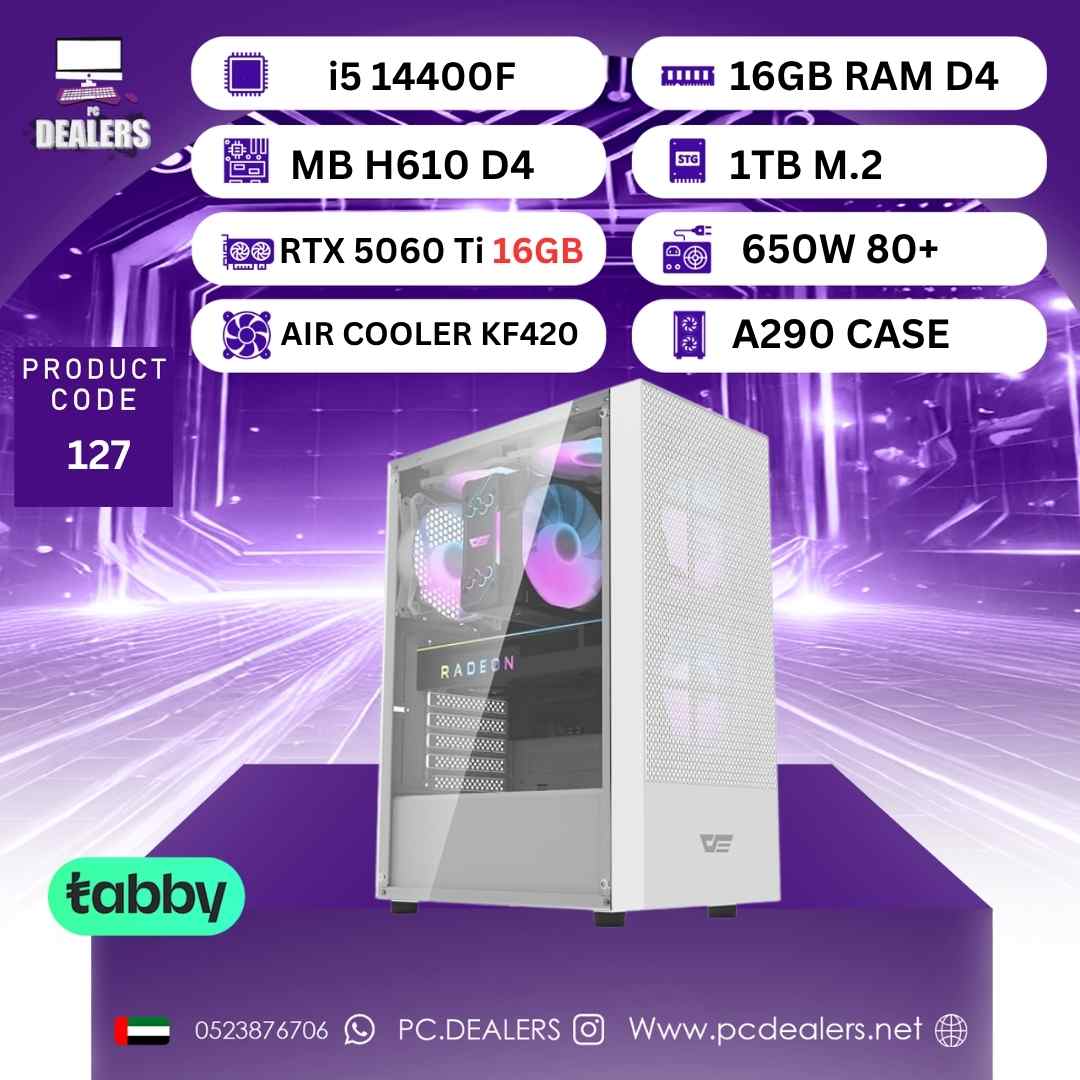 WHITE INTEL CORE I514400F & RTX 5060TI 16GB | Gaming PC 127
