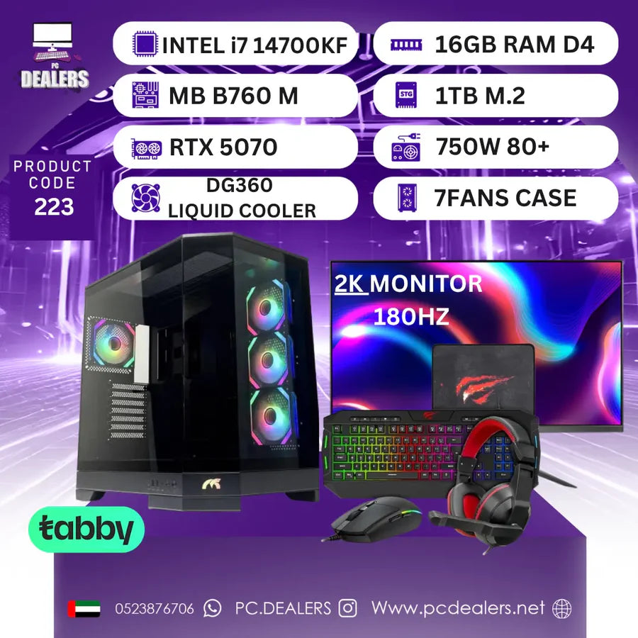 INTEL I7 14700KF & RTX 5070 & 2K 180hz 27INCH Monitor|Full setup 223