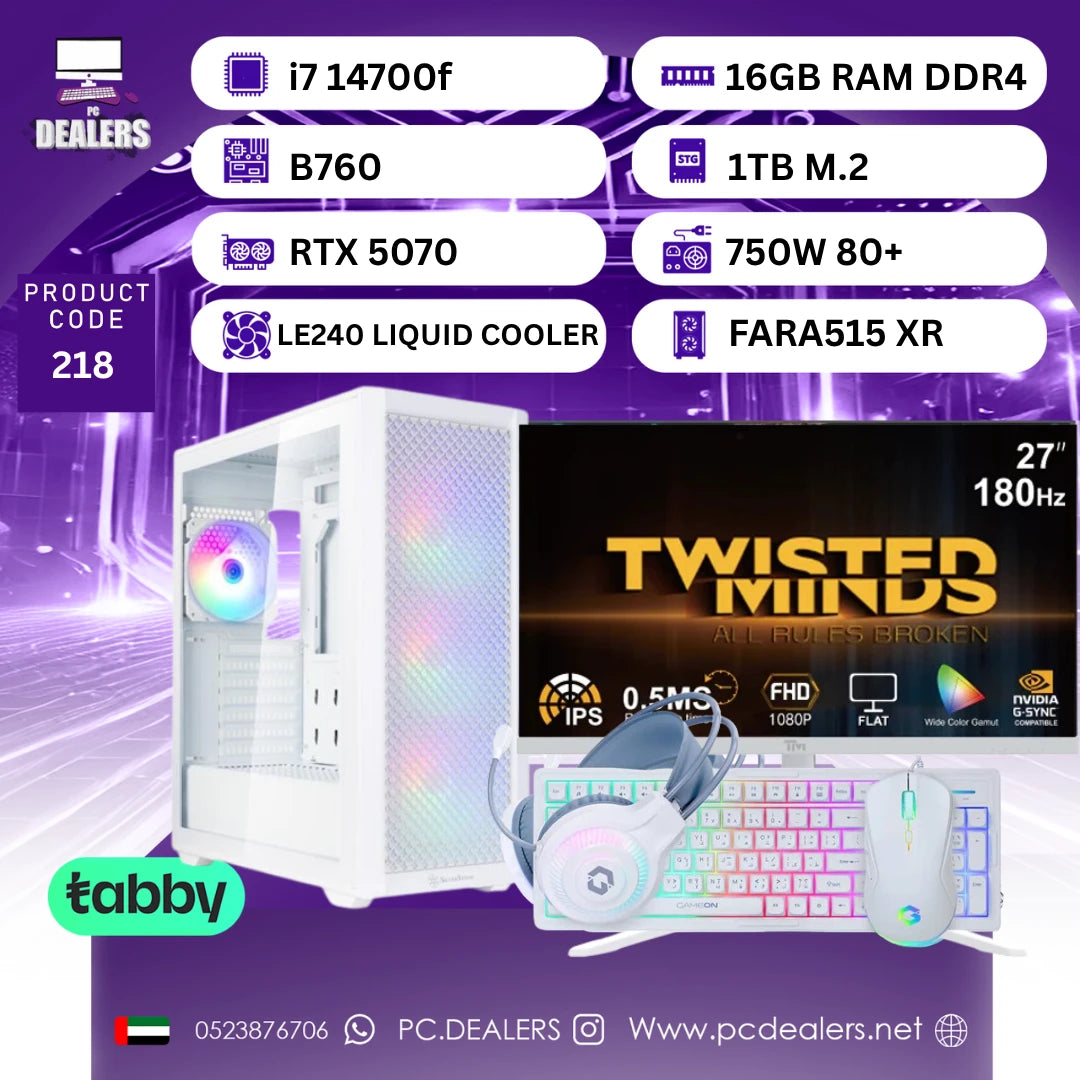 WHITE Intel i7 14700f & 5070   & 27INCH 180HZ Monitor|Full setup 218