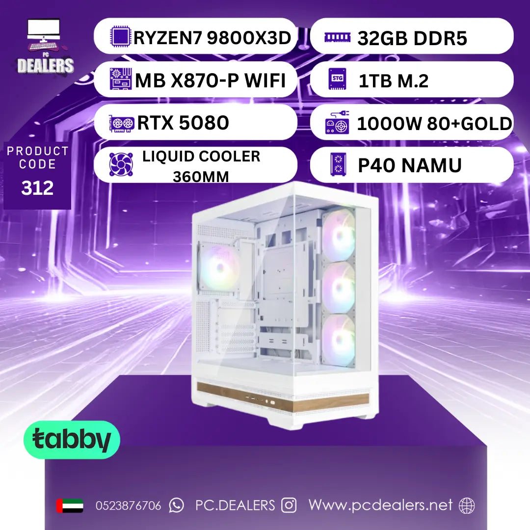 FULL WHITE RYZEN7 9800x 3D  & RTX 5080  | Gaming PC 312