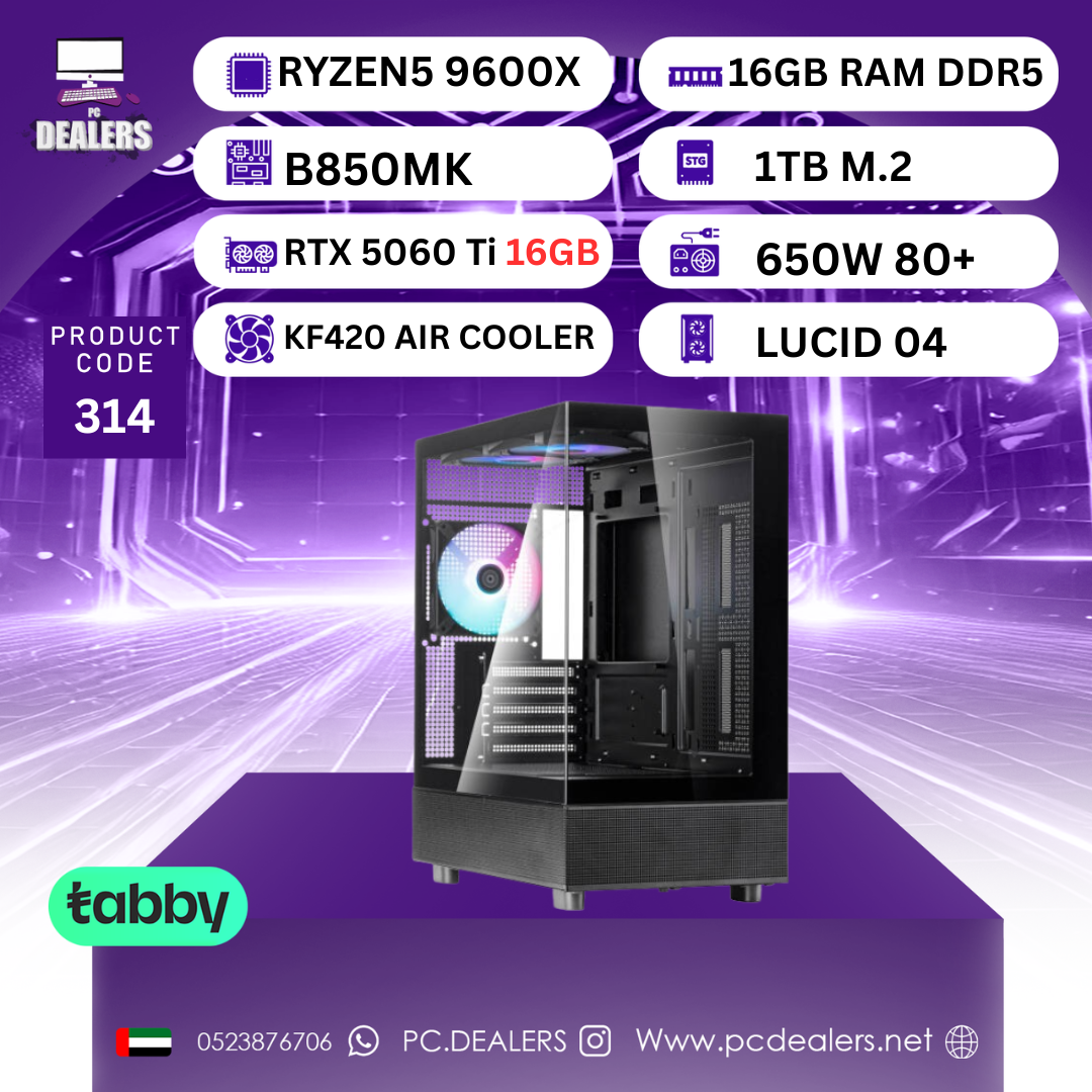 RYZEN5 9600X & RTX 5060 TI 16GB | Gaming PC 314