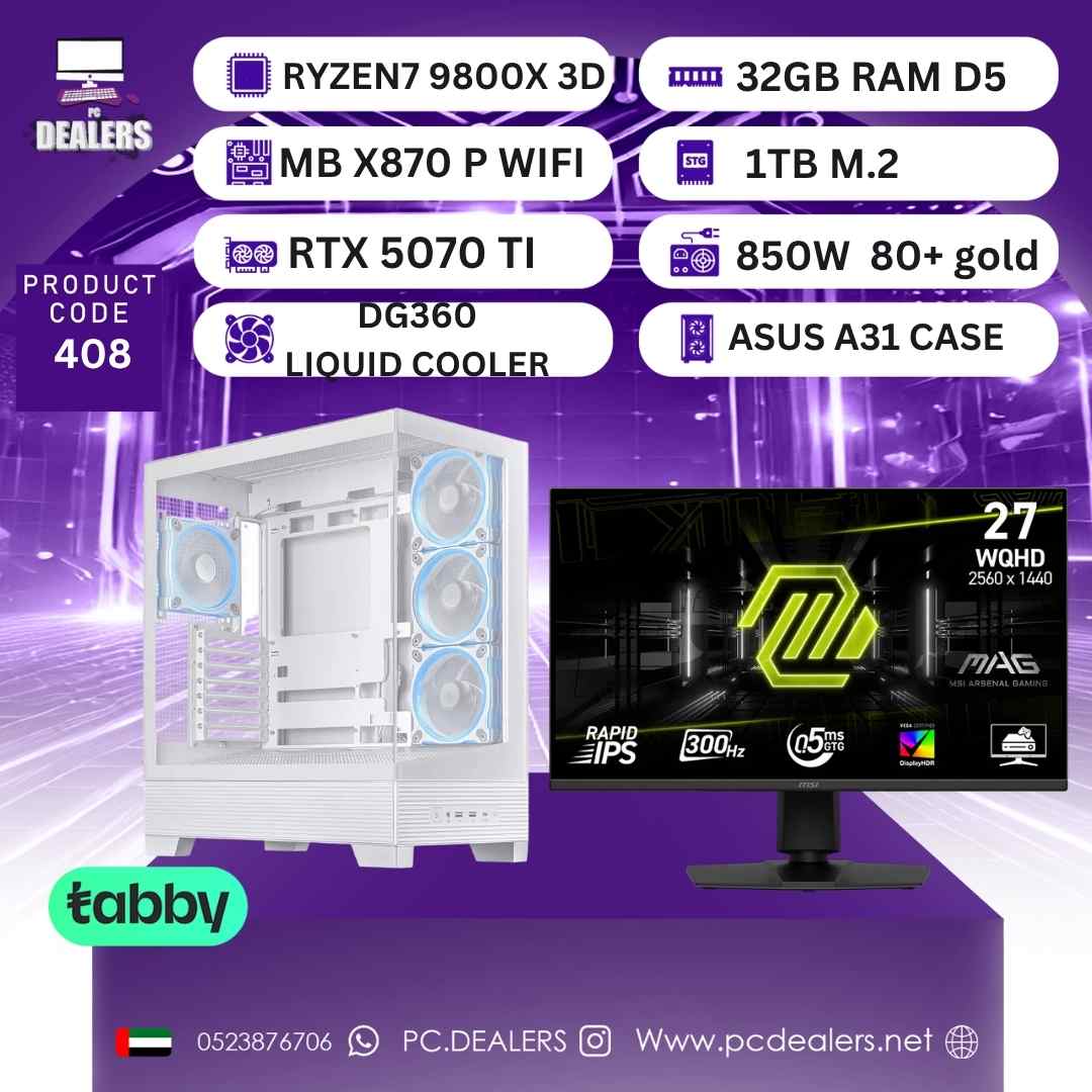 RYZEN 7 9800X 3D & RTX5070 TI  & 2K 240HZ Monitor|Full setup 408