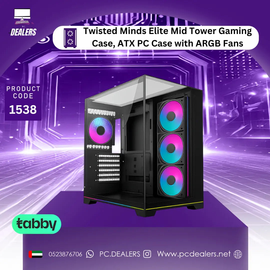 Twisted Minds Elite Mid Tower Gaming Case, ATX PC Case with ARGB Fans