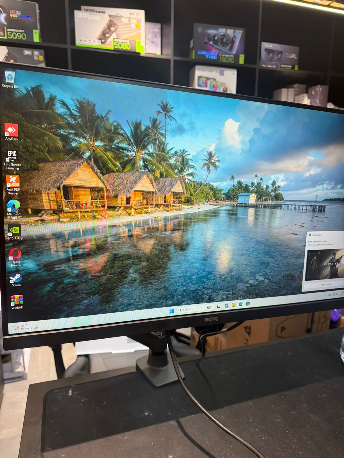 used monitor benq 27inch 75hz (discord) + monitor arm
